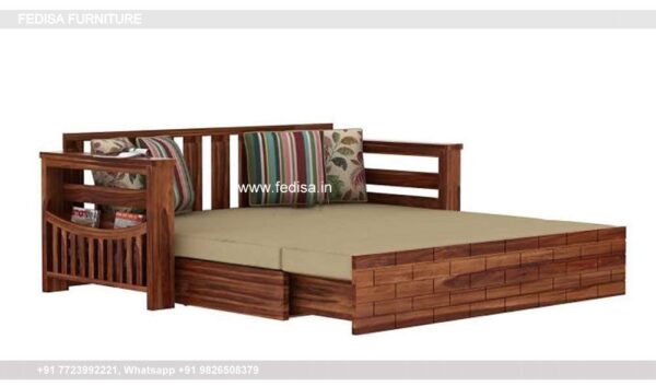 Solid Wood Sofa Cum Bed Sofa Set Beige Wooden Sofa 5 Seater Two Bedroom Apartment Interior Design