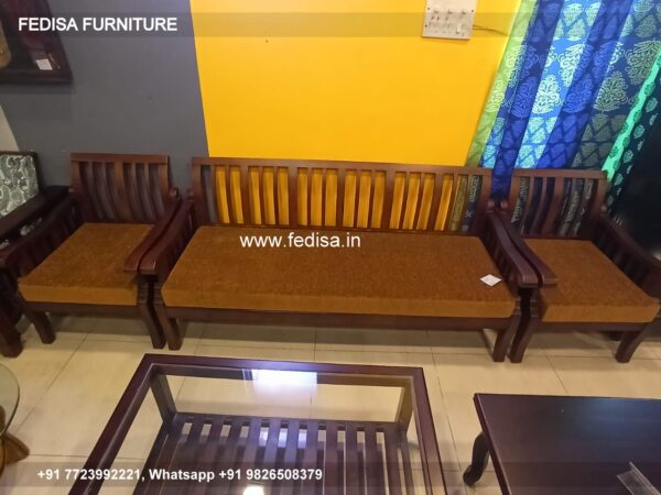 Solid Wood Sofa Cum Beds 5 Piece Couch Set 7 Seater Wooden Sofa 2 Bhk Room Decoration