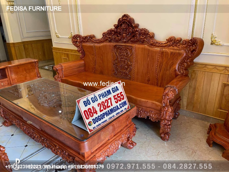 Wooden Sofa Set Wooden Velvet Sofa Set No-0069 4 Seater Wooden Sofa