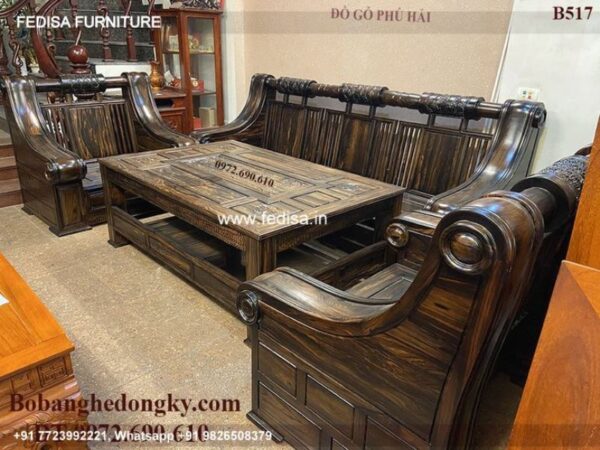 Wooden Sofa Set Wooden Leather Couch Set No-0073 Wooden Settee