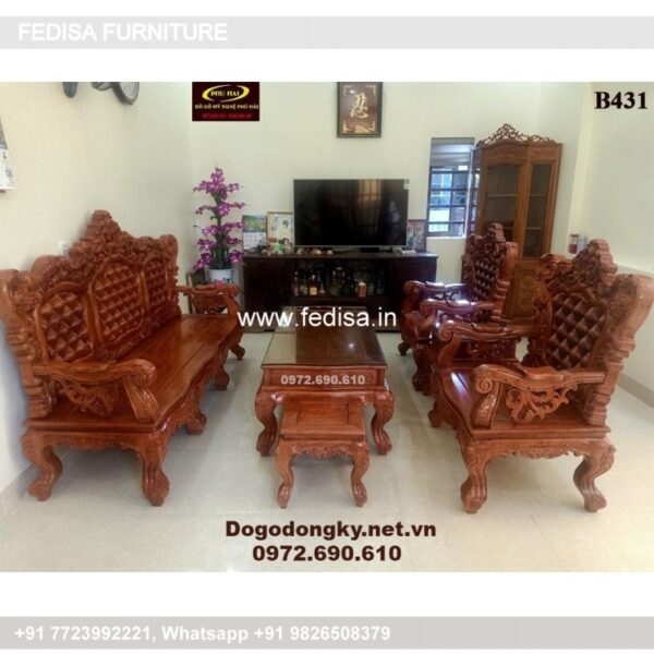Wooden Sofa Set Wooden 2 Seater L Shaped Couch No-0893 Maharaja Wooden Sofa Set