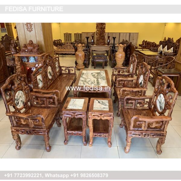 Wooden Sofa Set Wooden Red Color Sofa Set No-0907 19 Seater Wooden Sofa Set