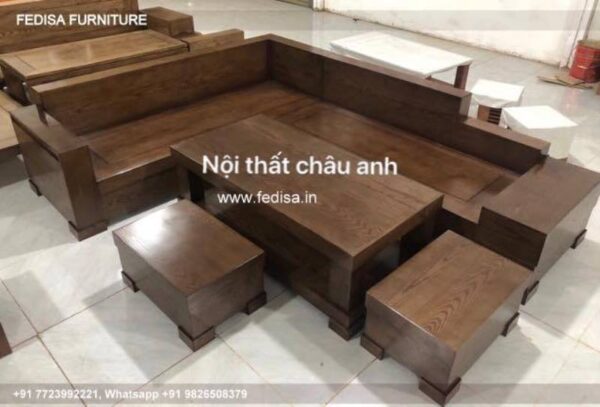 Wooden Sofa Set Wooden 5 Seater Sofa L Shape No-0994 Simple Wooden Sofa Set