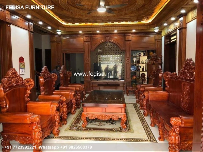 Wooden Sofa Set Wooden Durian L Shape Sofa No-0997 63 Seater Wooden Sofa Set