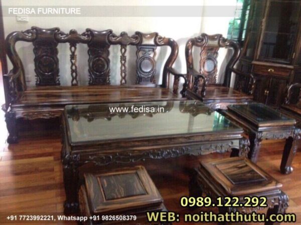 Wooden Sofa Set Wooden Suede Living Room Set No-1071 18 Seater Wooden Sofa Set
