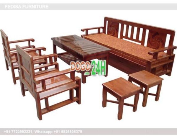 Wooden Sofa Set Wooden Fabric Sofa Set No-1351 7 Seater Wooden Sofa Set
