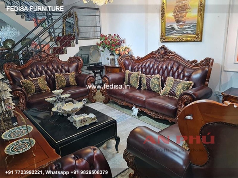 Wooden Sofa Set Wooden 4 Piece Leather Sofa Set No-1487 Wooden Corner Sofa