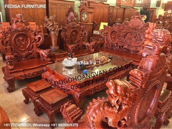 Wooden Sofa Set Wooden Black Couch Set No-1506 19 Seater Wooden Sofa Set