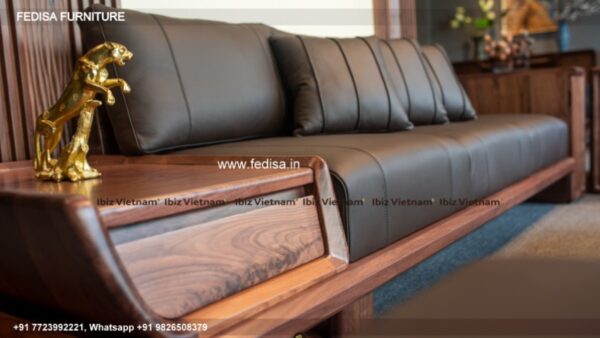 Wooden Sofa Set Wooden U Shaped Leather Sofa No-1553 8 Seater Wooden Sofa