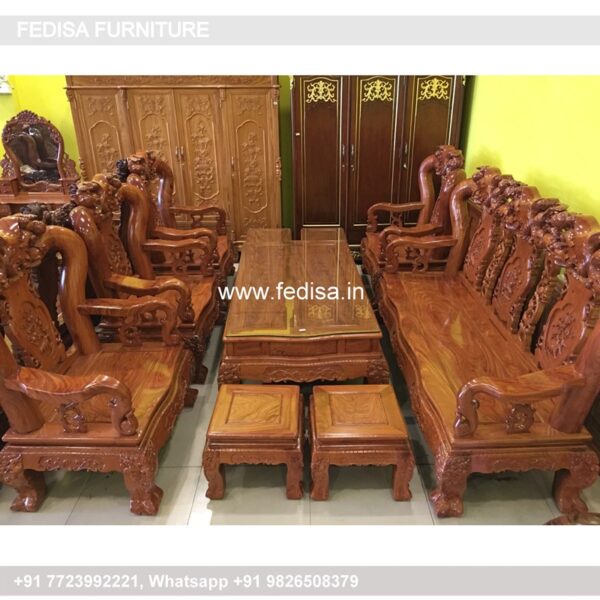 Wooden Sofa Set Wooden L Shaped Couch With Storage No-1645 8 Seater Wooden Sofa Set