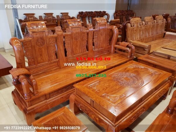 Wooden Sofa Set Wooden Blue Couch Set No-1715 Best Wooden Sofa