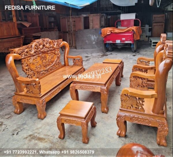 Wooden Sofa Set Wooden Burgundy Leather Living Room Set No-2380 Wooden Setty Set