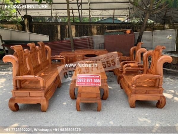 Wooden Sofa Set Wooden L Shaped Leather Couch No-2687 Wooden Sofa 5 Seater