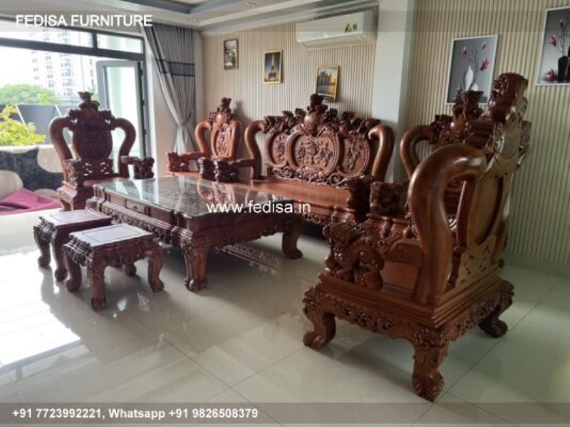 Wooden Sofa Set Wooden 5 Piece Couch Set No-2712 7 Seater Wooden Sofa