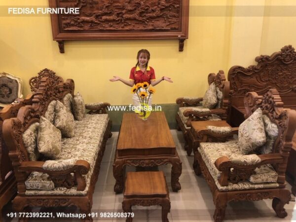 Wooden Sofa Set Wooden Long L Shape Sofa No-3148 Wooden Frame Sofa Set