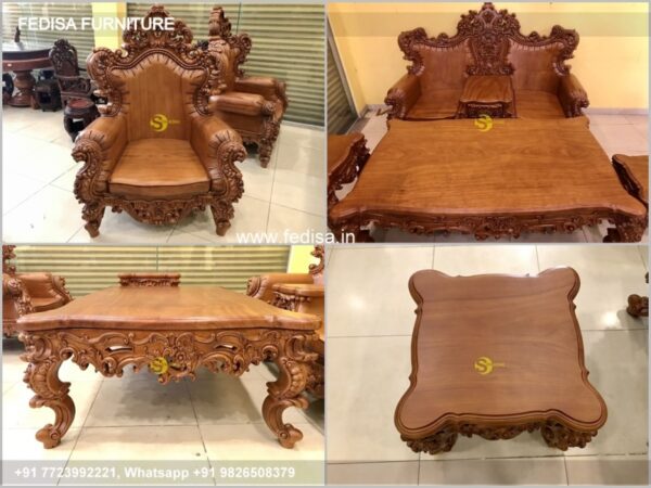 Wooden Sofa Set Wooden Leather Recliner Set No-3176 Wooden Sofa Online
