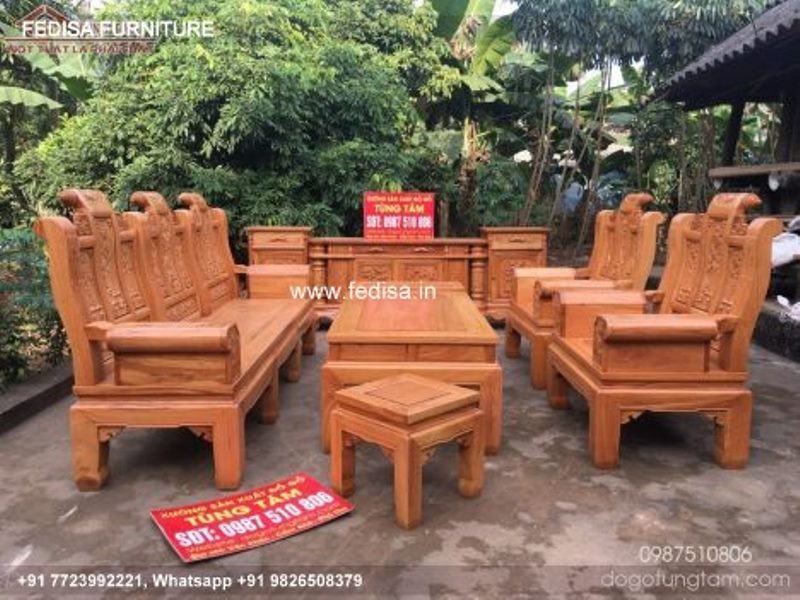 Wooden Sofa Set Wooden L Seater Couch No-3331 Antique Wooden Sofa Set