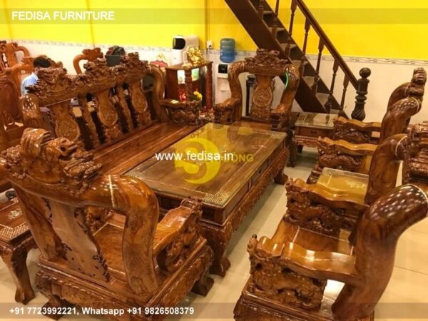 Wooden Sofa Set Wooden L Shape Recliner Sofa Set No-3353 Luxury Wooden Sofa Set