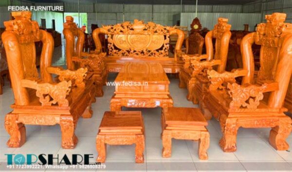 Wooden Sofa Set Wooden Sofa Set Brown Color No-3465 Godrej Wooden Sofa