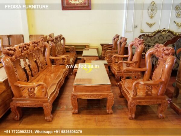 Wooden Sofa Set Wooden Leather Lounge Set No-3495 L Shape Wooden Sofa