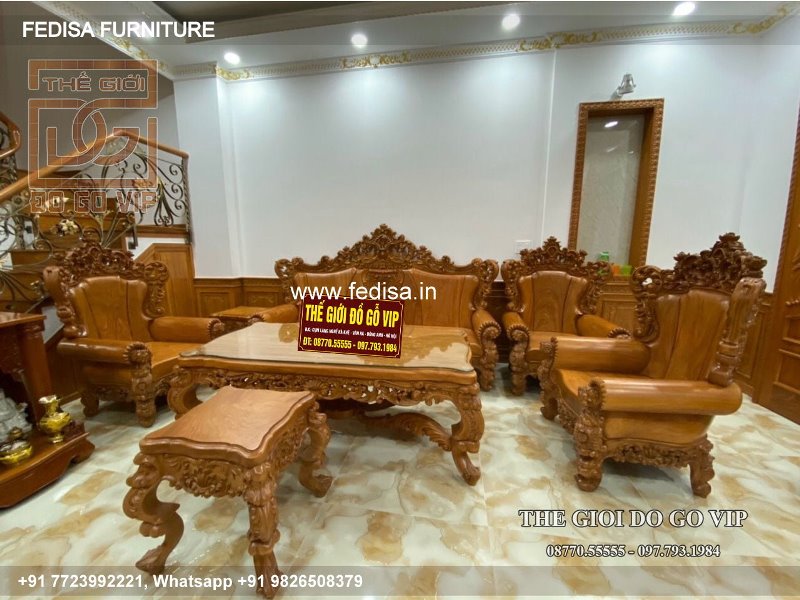 Wooden Sofa Set Wooden 2pc Living Room Set No-3613 Luxury Wooden Sofa Set