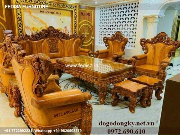Wooden Sofa Set Wooden Suede Living Room Set No-3649 20 Seater Wooden Sofa Set