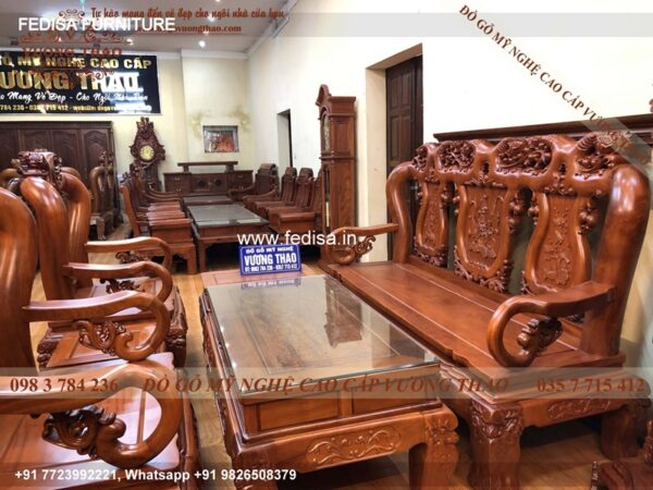 Wooden Sofa Set Wooden L Shape Sofa 4 Seater No-3737 Black Wooden Sofa Set