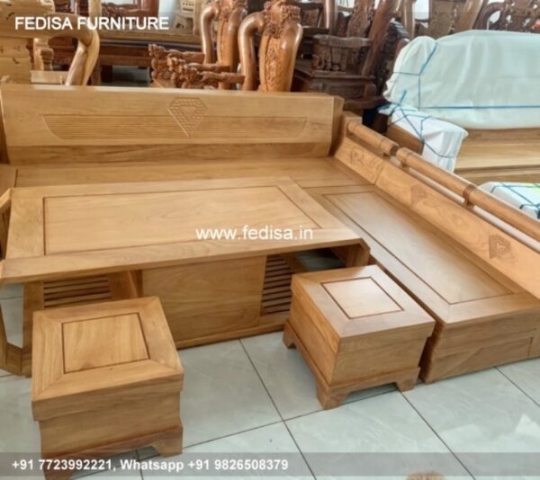 Wooden Sofa Set Wooden White L Shaped Couch No-4116 Black Wooden Sofa Set