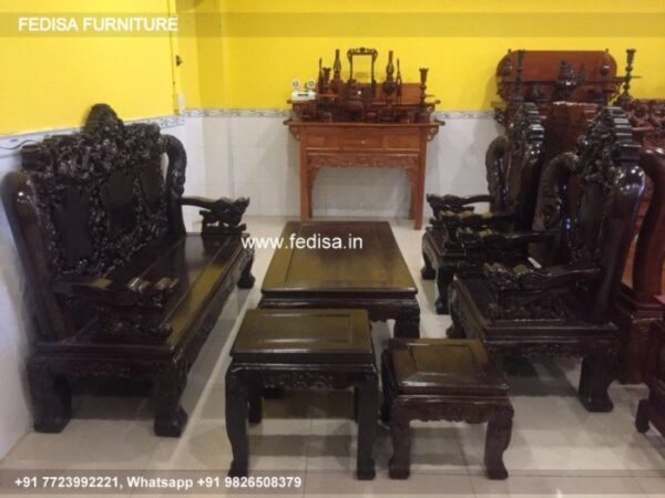 Wooden Sofa Set Wooden Blue L Shaped Sofa No-4146 Simple Wooden Sofa Set