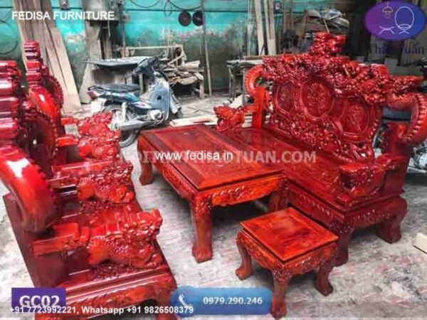 Wooden Sofa Set Wooden Velvet Couch Set No-4388 Wooden Sofa Set