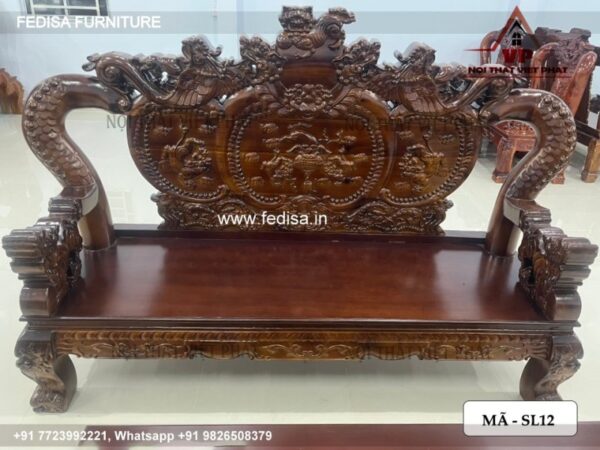 Wooden Sofa Set Wooden 5 Piece Leather Sofa Set No-4395 Wooden Settee