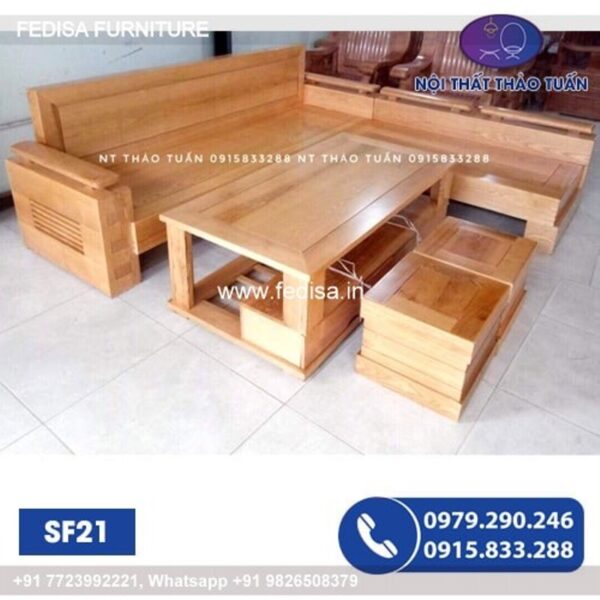 Wooden Sofa Set Wooden Blue Color Sofa Set No-4455 Wooden Corner Sofa