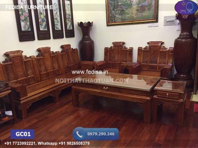 Wooden Sofa Set Wooden Sofa And Footstool Set No-4560 Royal Wooden Sofa Set