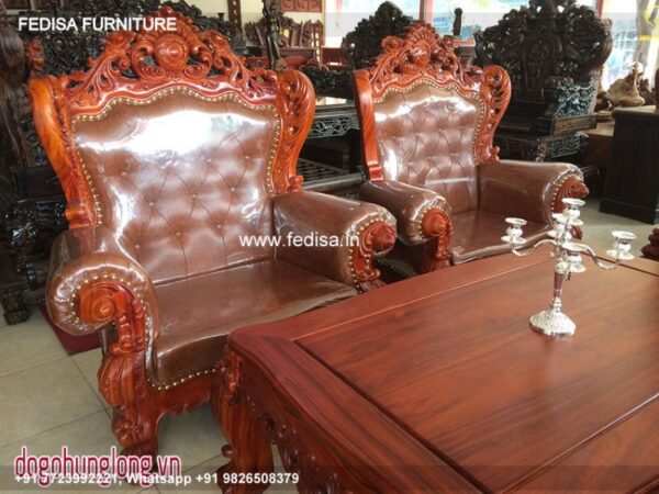 Wooden Sofa Set Wooden Chocolate Living Room Set No-4628 Cushion For Wooden Sofa Set