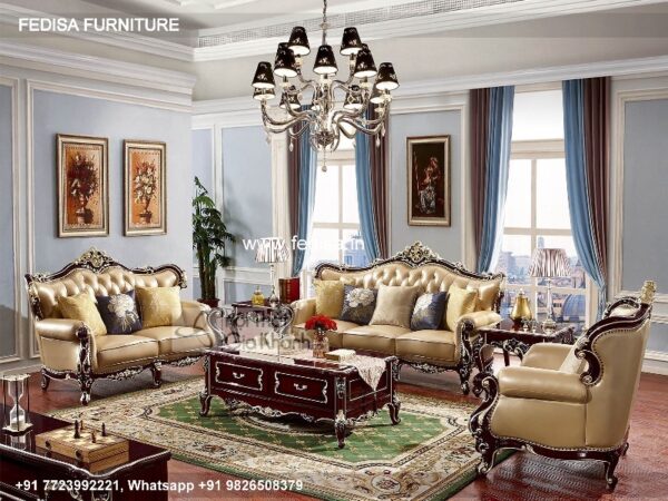 Wooden Sofa Set Wooden Beige Leather Living Room Set No-4752 Latest Wooden Sofa