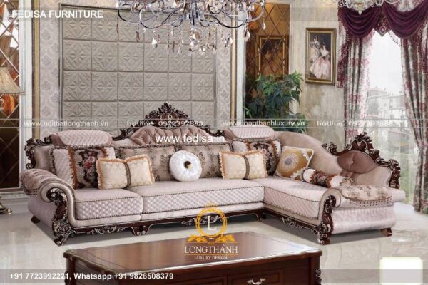 Wooden Sofa Set Wooden Latest Sofa 2023 No-4849 L Shape Wooden Sofa