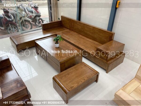 Wooden Sofa Set Wooden L Shape Sofa With Corner Table No-4869 Wooden Carved Sofa Set