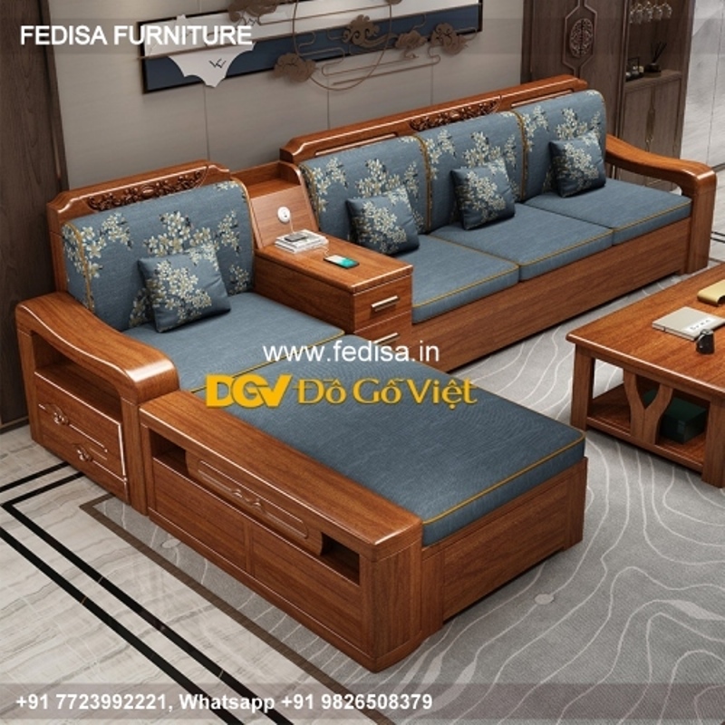 Wooden Sofa Set Wooden L Shaped Sofa Recliner No-4878 Best Wooden Sofa