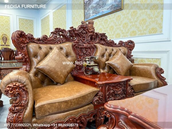 Wooden Sofa Set Wooden Burgundy Leather Living Room Set No-4958 Wooden Setty Set