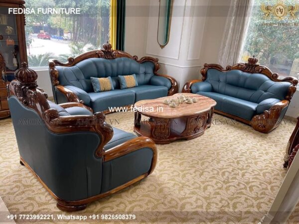 Wooden Sofa Set Wooden 5 Piece Living Room Furniture Sets No-5089 Royal Oak Wooden Sofa Set
