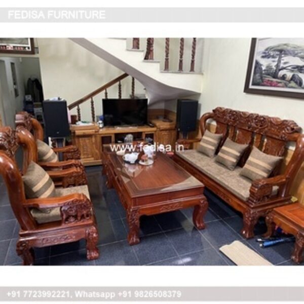 Wooden Sofa Set Wooden L Sectional Sofa No-5243 23 Seater Wooden Sofa Set