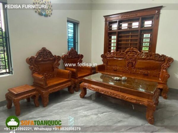 Wooden Sofa Set Wooden Leather Sofa Sectional No-5281 Luxury Wooden Sofa Set