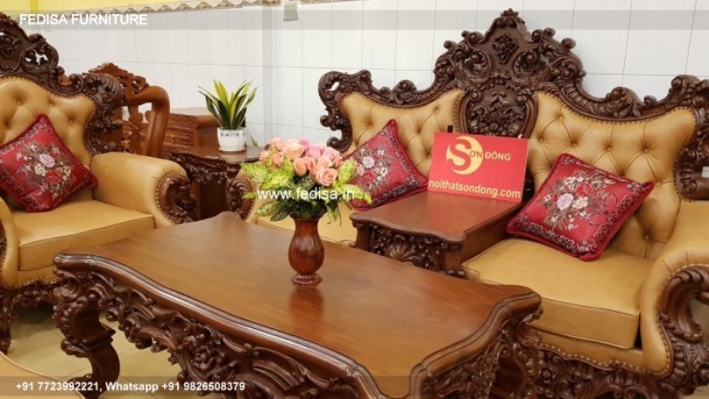 Wooden Sofa Set Wooden Navy Blue Living Room Set No-5335 Wooden Sofa Set Price Below 20006