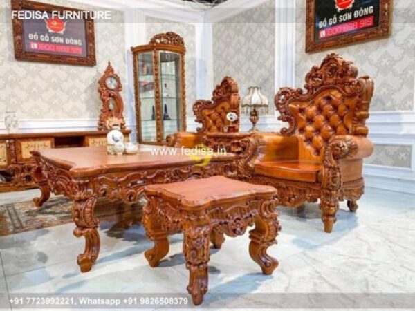 Wooden Sofa Set Wooden L Shape Corner Sofa No-5378 Wooden Carved Sofa Set