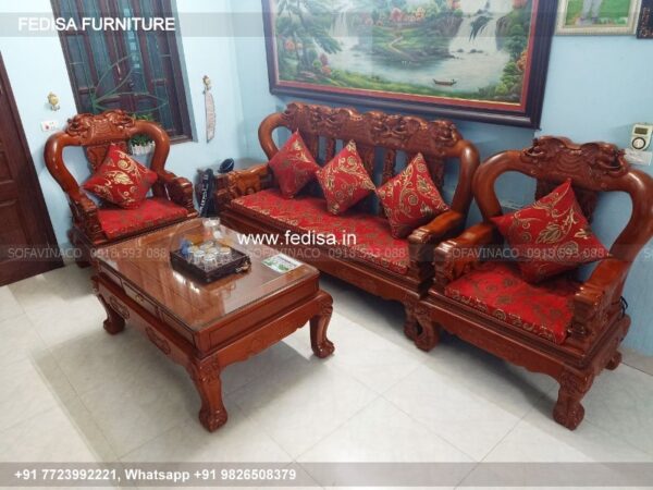 Wooden Sofa Set Wooden Cloth Sofa Set No-5573 Wooden Carved Sofa Set