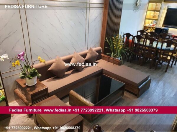 Wooden Sofa Set Wooden Cream L Shaped Couch No-5819 Wooden Sofa Online