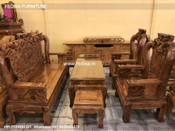 Wooden Sofa Set Wooden New Corner Sofa No-5824 Wooden Sofa Set For Living Room
