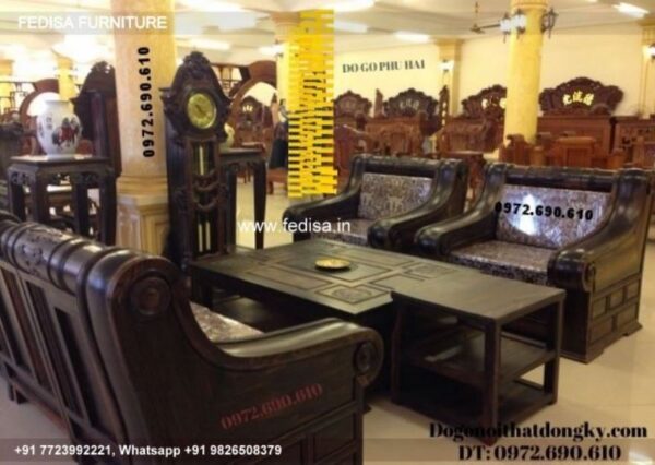 Wooden Sofa Set Wooden Blue Leather Living Room Set No-5855 Wooden Sofa Set Price Below 20014