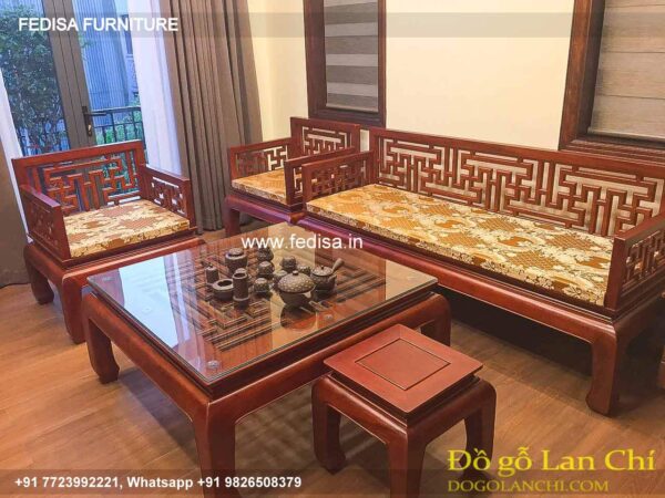Wooden Sofa Set Wooden L Seater Couch No-5909 Antique Wooden Sofa Set