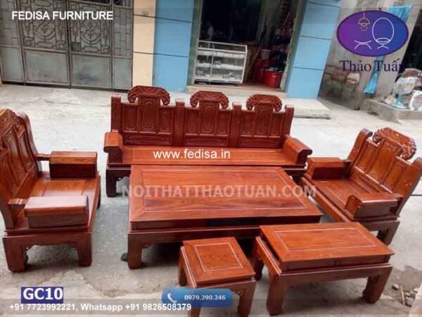 Wooden Sofa Set Wooden Chocolate Living Room Set No-5917 Cushion For Wooden Sofa Set
